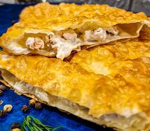 Чебурек с красной рыбой и творожным сыром