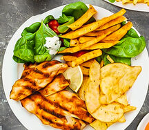 Chips with chicken & salads