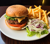 The Aceh Burger with Chips & Salads