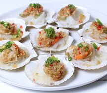Королевские гребешки со стеклянной лапшой
