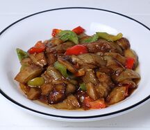 Жареные баклажаны с овощами