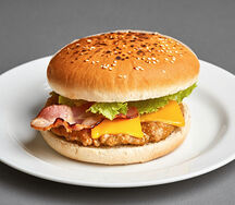 Chicken, cheese & bacon burger