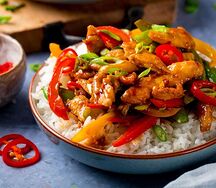 Chicken stir fry with rice