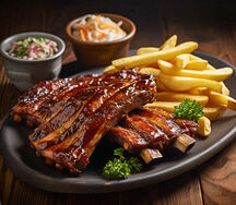 Spare Ribs Served with Chips