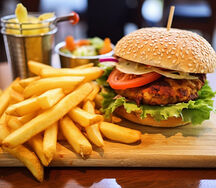 Burger and chips