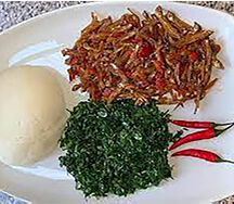 Nshima, kapenta and giblets,bottle of water