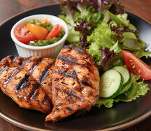 Grilled chicken with salads