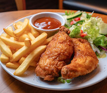 Chicken pieces and chips