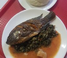 Fried fish with nshima