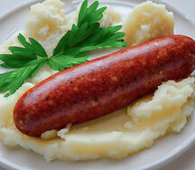 Hungarian sausage with nshima