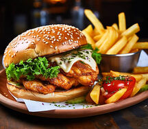 Chicken burger with chips