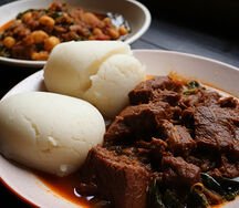 Nshima with goat meat