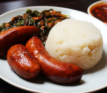 Nshima with sausage