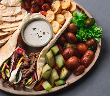 Goat meat shawarma platter