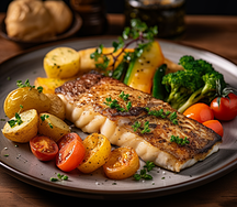 Grilled hake fillet