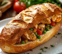 Багет с курицей и овощами