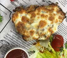 Свиная корейка с сыром и грибами