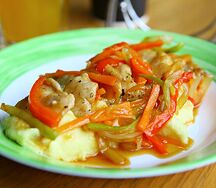 Курица терияки с картофельным пюре