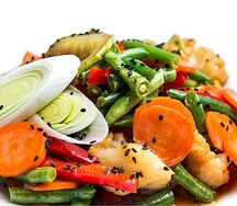 Овощи Wok в кисло-сладком соусе