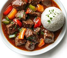 Томлёная говядина с рисом и овощами