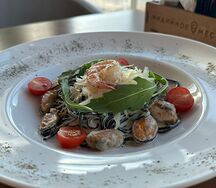 Спагетти Неро с мясом мидии