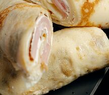 Блины с ветчиной и творожным сыром