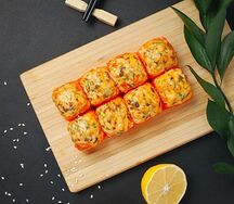 Запеченный Вулкан с лососем и угрём