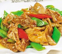 Свиные кишки с овощами