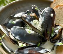 Мидии в сливочном соусе