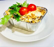 Картофель запечённый с окороком и грибами