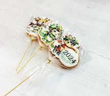 Новогодний пряник Мишка на палочке