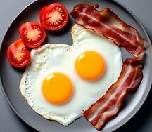 Яичница с беконом и томатами