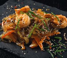 Лапша с креветками