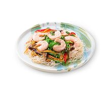Салат с фунчозой и креветками