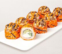 Шиитаке краб с азиатским соусом запеченный ролл