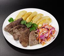 Печень с картошкой фри