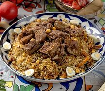 Ляган плова по-чайхански с бараниной