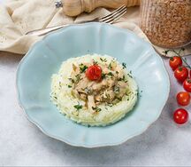 Цыпленок строганов с картофельным пюре