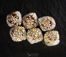 Мини ролл с угрем и огурцом