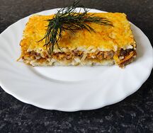 Запеканка рисовая с грибами и морковью