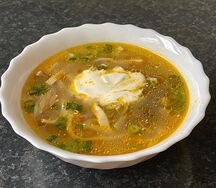 Суп с вешенками и яйцом