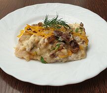 Рыба с баклажаном и сыром