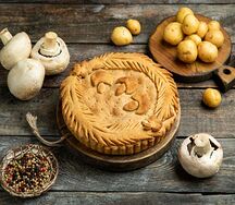 Ржаной пирог с картофелем и грибами