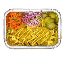 Картофель фри с куриным филе под соусом