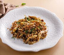 Греча с грибами и пармезаном