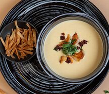 Кукурузный крем-суп с креветкой