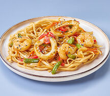 Удон с морепродуктами терияки