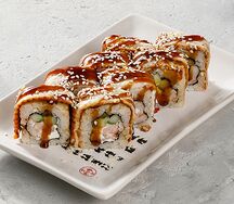 Ролл с угрем и креветкой