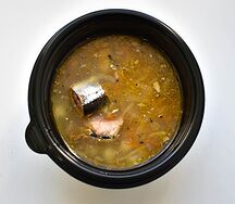 Суп картофельный с сайрой