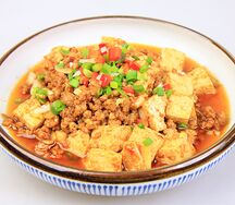Жареный тофу с мясным фаршем